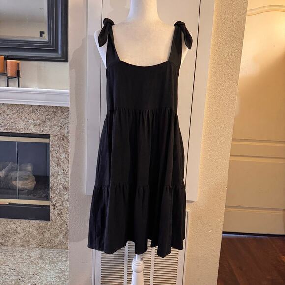 NWT Tuckernuck Stillwater The Label Linen Blend Tiered Shoulder Tie Mini Dress M - Picture 5 of 7